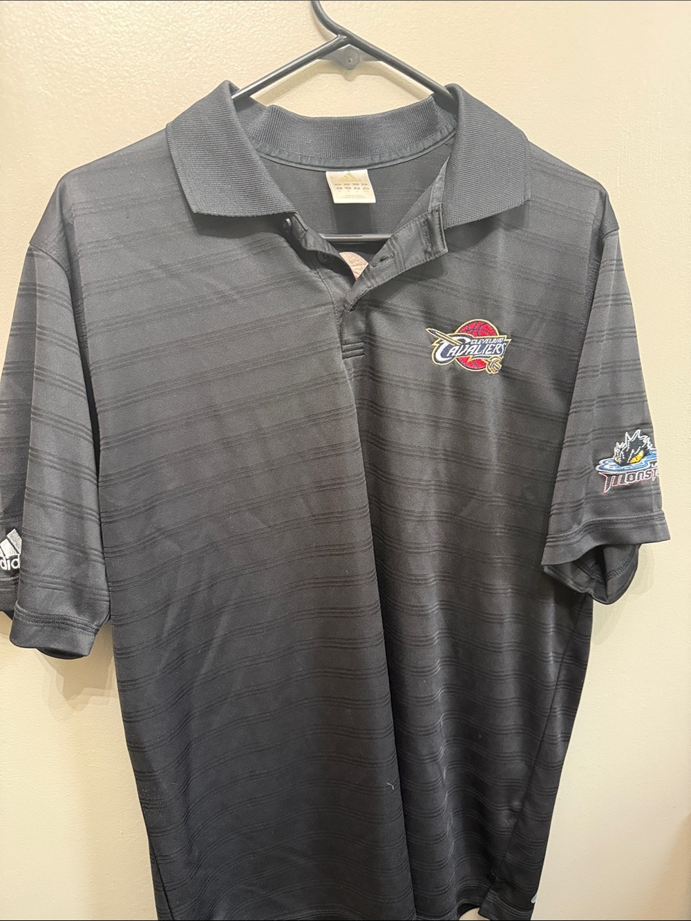 adidas Black Cleveland Cavaliers Polo Shirt with Team Logos